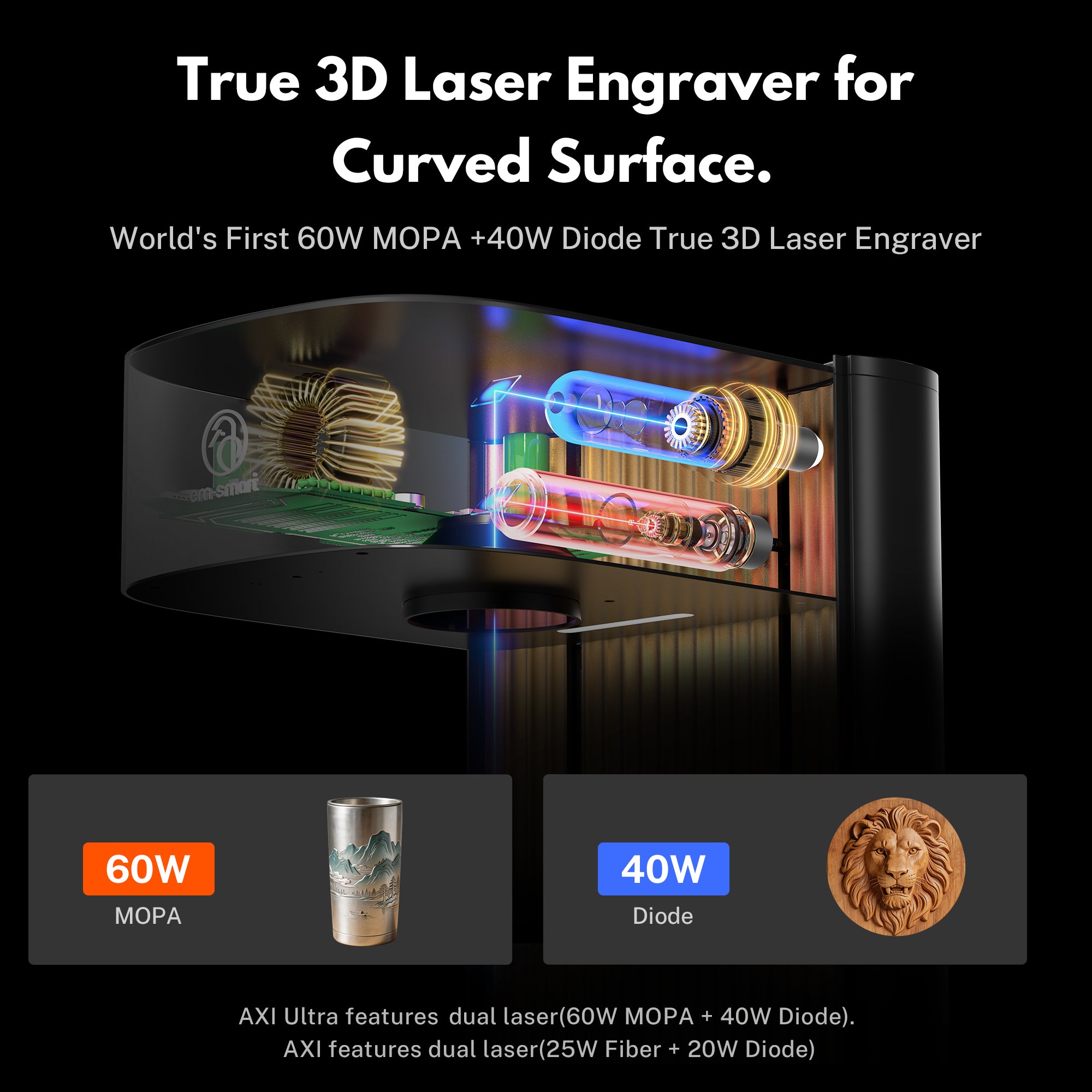 em-smart AXI True 3D Desktop Laser Engraver