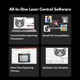 Grabador láser de escritorio EM-Smart Dual SE de 20 W de fibra y 20 W de diodo