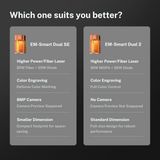 Grabador láser de escritorio EM-Smart Dual SE de 20 W de fibra y 20 W de diodo