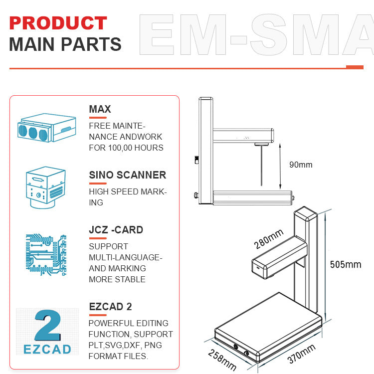 EM-Smart Nova - 20W/25W Laser Engraving Machine with Rotary